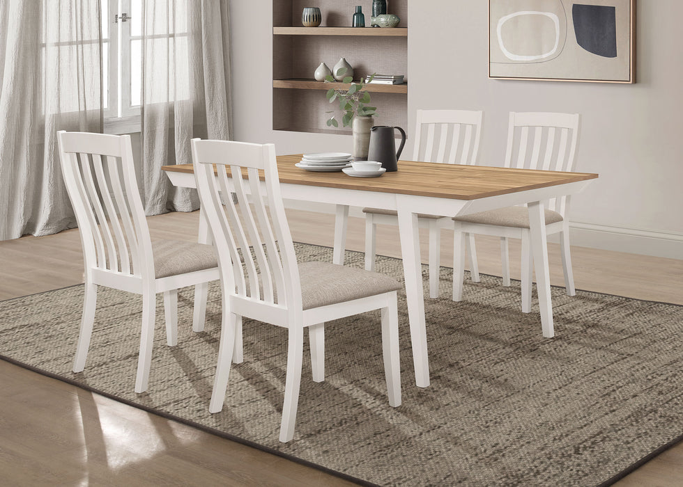 Anwar Rectangular Dining Table Set Natural Acacia and Off White image