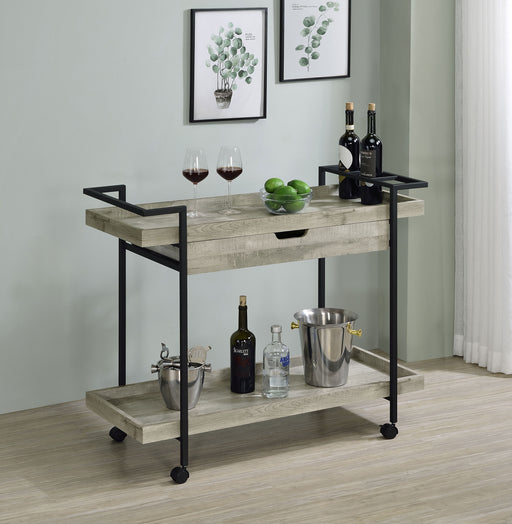 Ventura 2-tier Bar Cart with Storage Drawer Grey Driftwood image