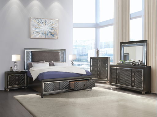 Sawyer PU & Metallic Gray Eastern King Bed image