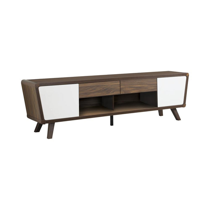 Alvin 2-drawer TV Console Dark Walnut and Glossy White