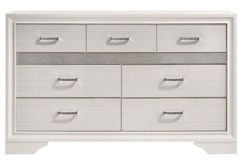 Miranda 7-drawer Dresser White and Rhinestone