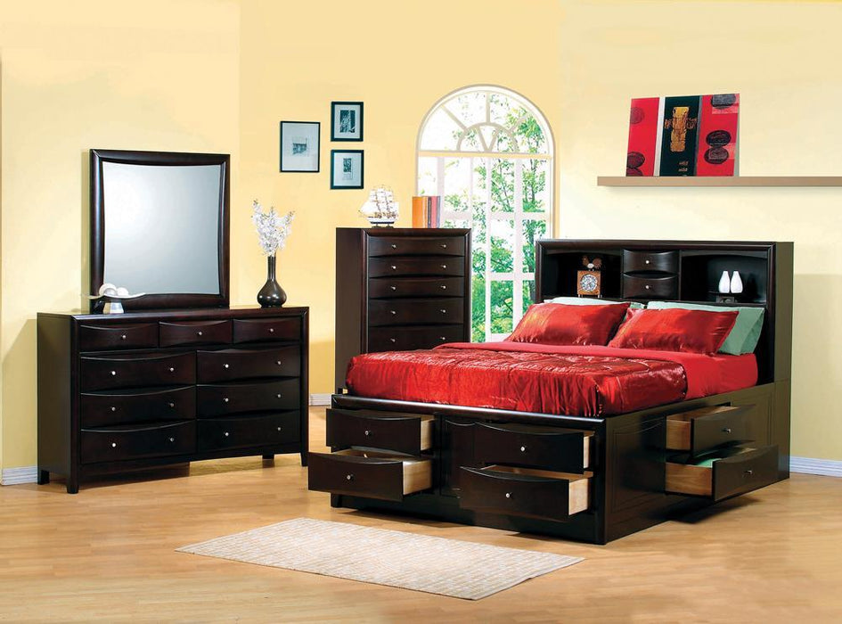 Phoenix 10-drawer Eastern King Bed Deep Cappuccino