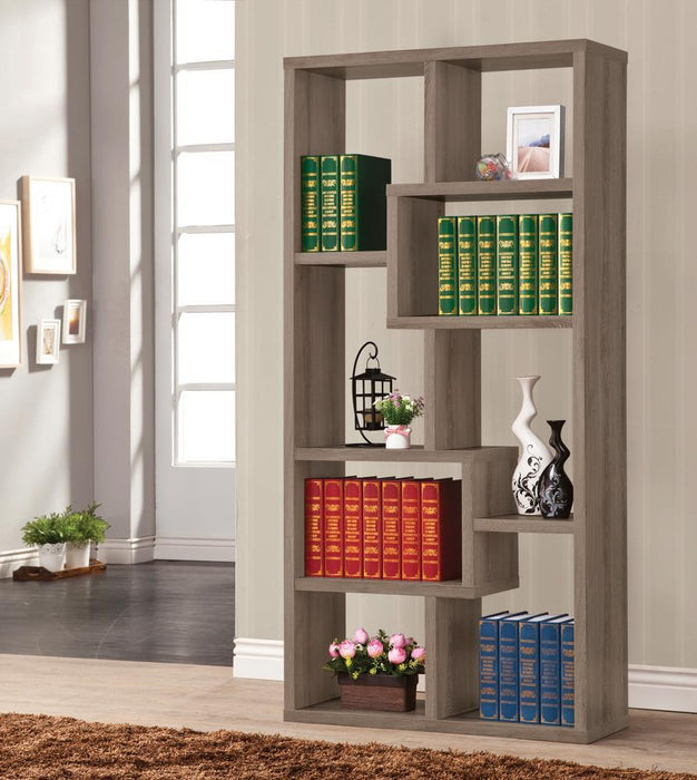 Theo 10-shelf Bookcase Weathered Grey