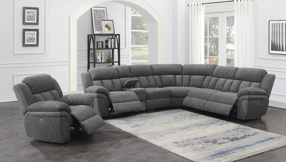 Bahrain 6-piece Upholstered Power Sectional Charcoal