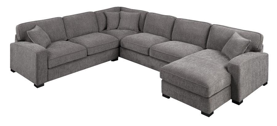 Emerald Home Furnishings Repose 3pc Sectional Sofa w/4 Pillows in Charcoal U4174-11-31-12-03-K image