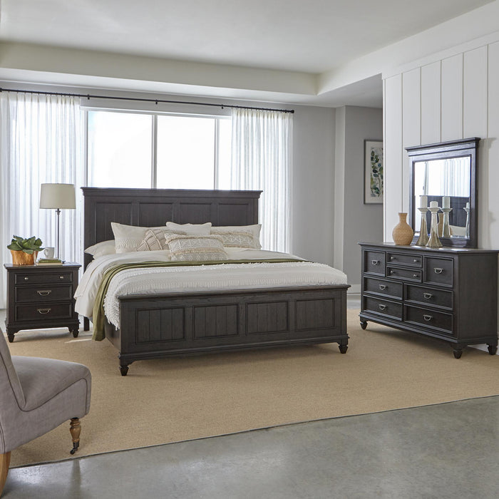 Allyson Park King Panel Bed, Dresser & Mirror, Night Stand