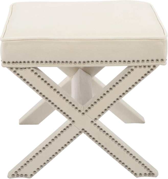 Nixon Cream Velvet Ottoman/Bench