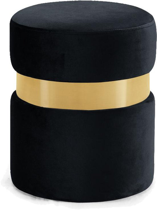 Hailey Black Velvet Ottoman/Stool image