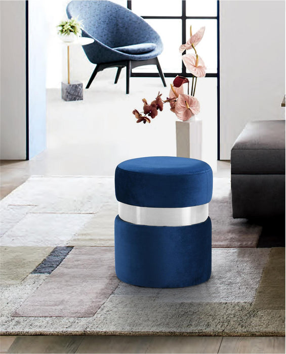 Hailey Navy Velvet Ottoman/Stool