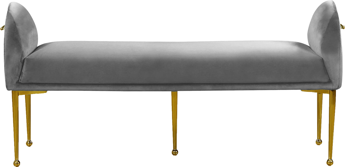 Owen Grey Velvet Bench