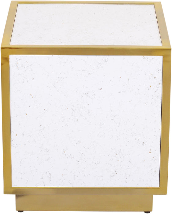 Glitz White Faux Marble End Table