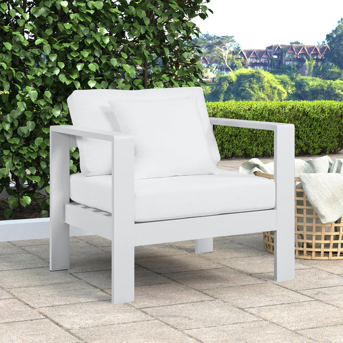 Nizuc White Waterproof Fabric Outdoor Patio Aluminum Arm Chair