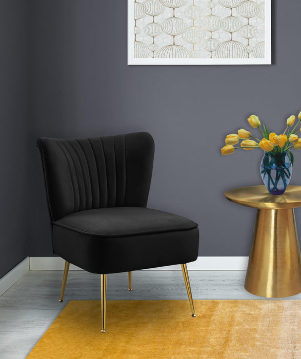 Tess Black Velvet Accent Chair