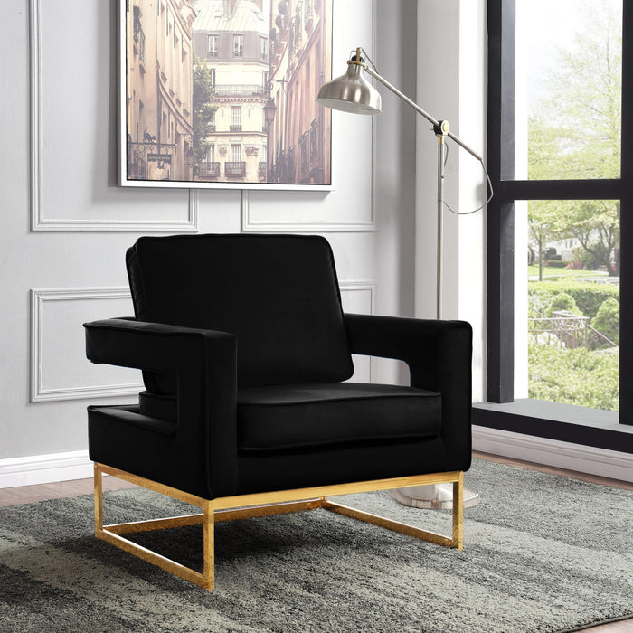 Noah Black Velvet Accent Chair