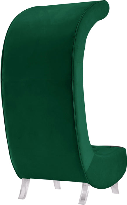 Crescent Green Velvet Accent Chair