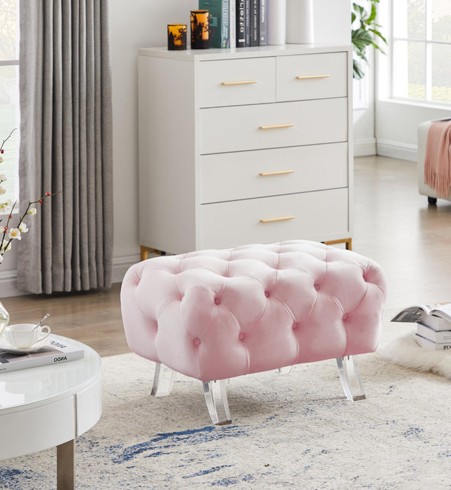 Crescent Pink Velvet Ottoman