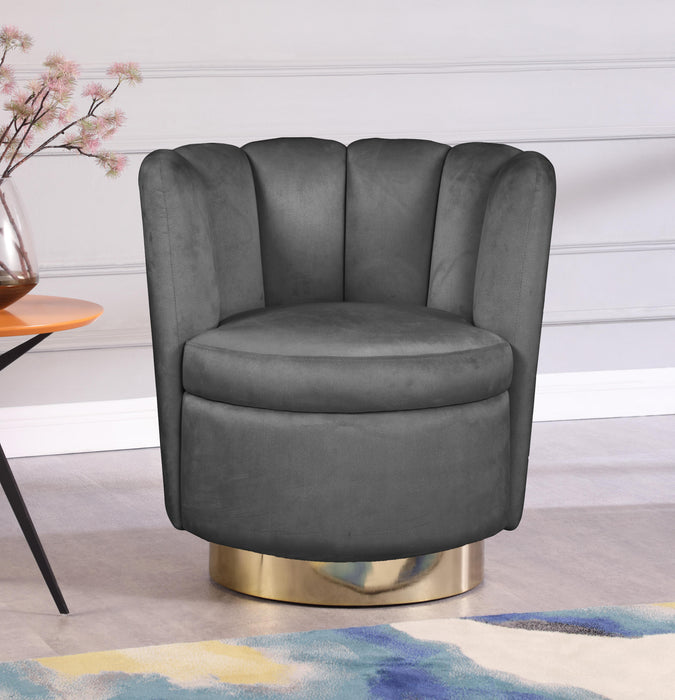 Lily Grey Velvet Accent Chair