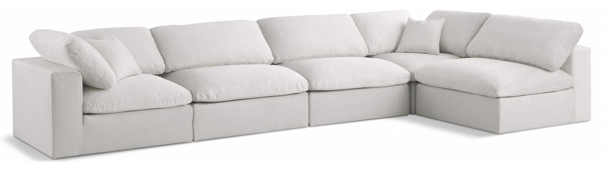 Serene Cream Linen Fabric Deluxe Cloud Modular Sectional