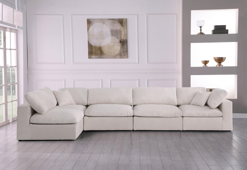 Serene Cream Linen Fabric Deluxe Cloud Modular Sectional