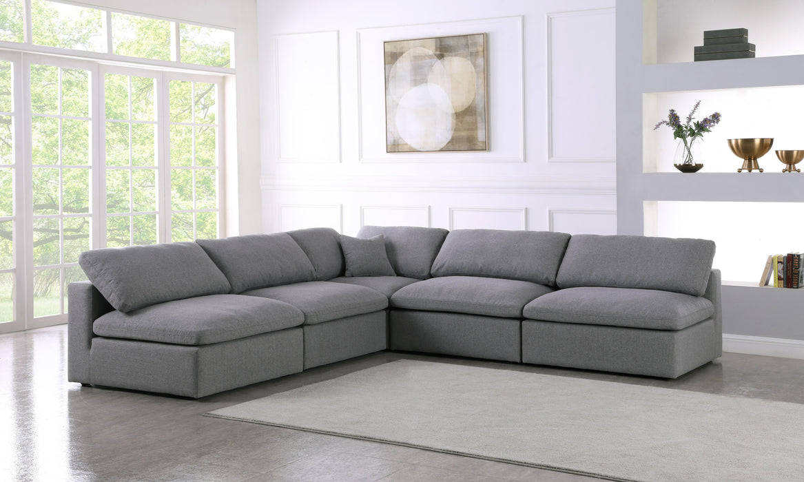 Serene Grey Linen Fabric Deluxe Cloud Modular Sectional