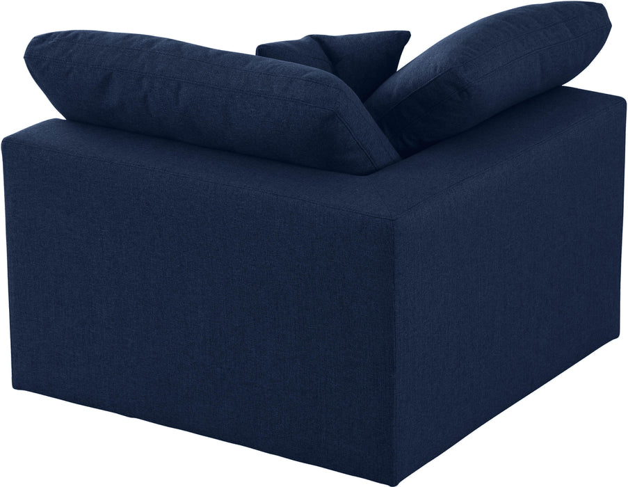 Serene Navy Linen Fabric Deluxe Cloud Corner Chair