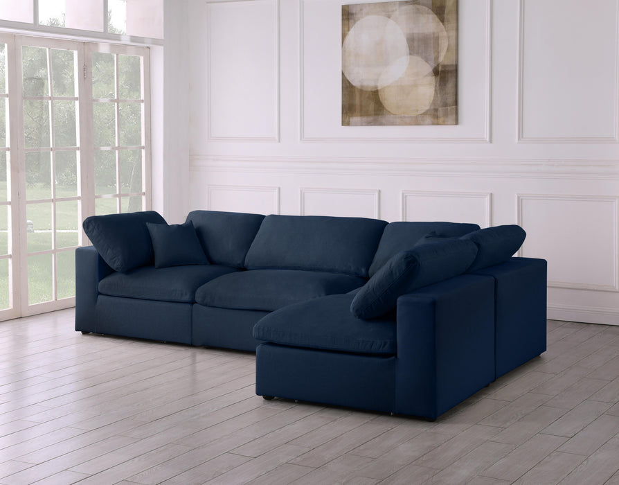 Serene Navy Linen Fabric Deluxe Cloud Modular Sectional