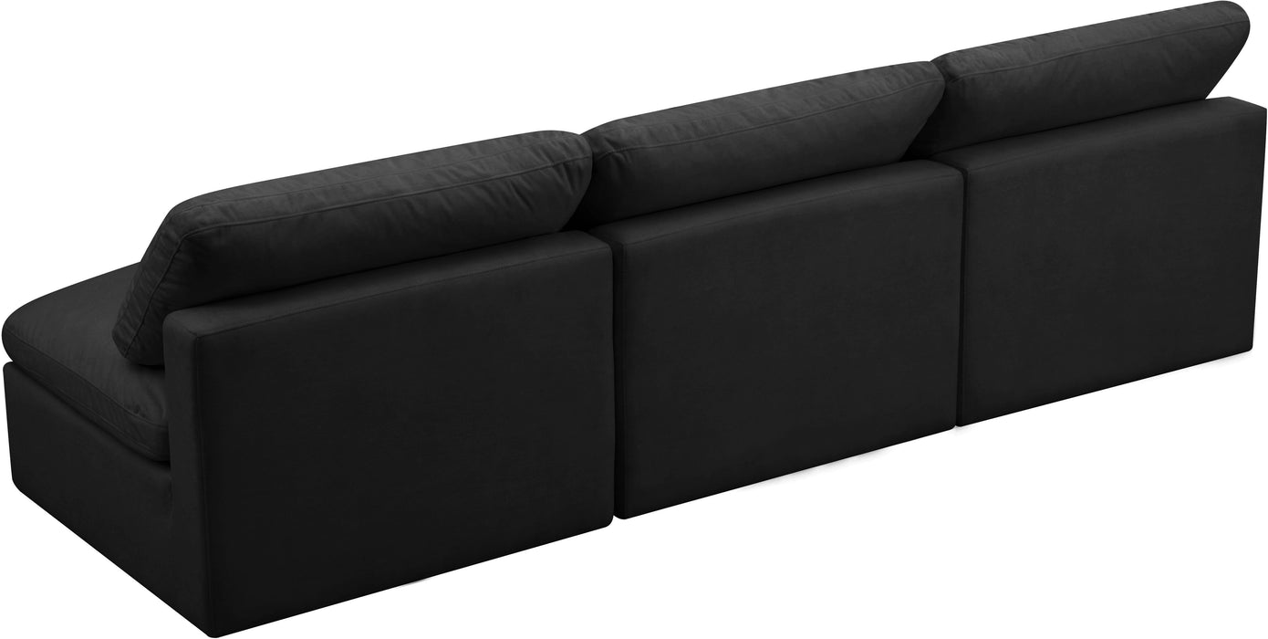 Plush Black Velvet Standard Cloud Modular Sofa