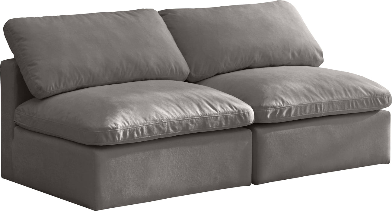 Plush Grey Velvet Standard Cloud Modular Sofa