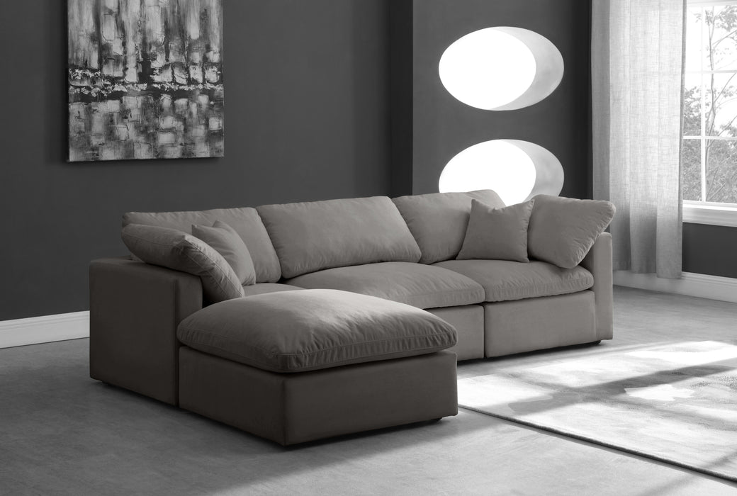 Plush Grey Velvet Standard Cloud Modular Sectional