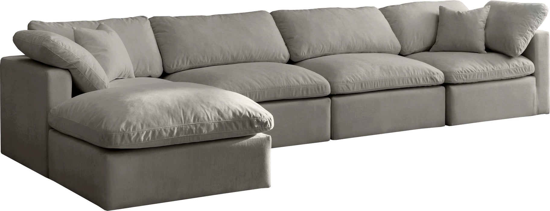 Plush Grey Velvet Standard Cloud Modular Sectional