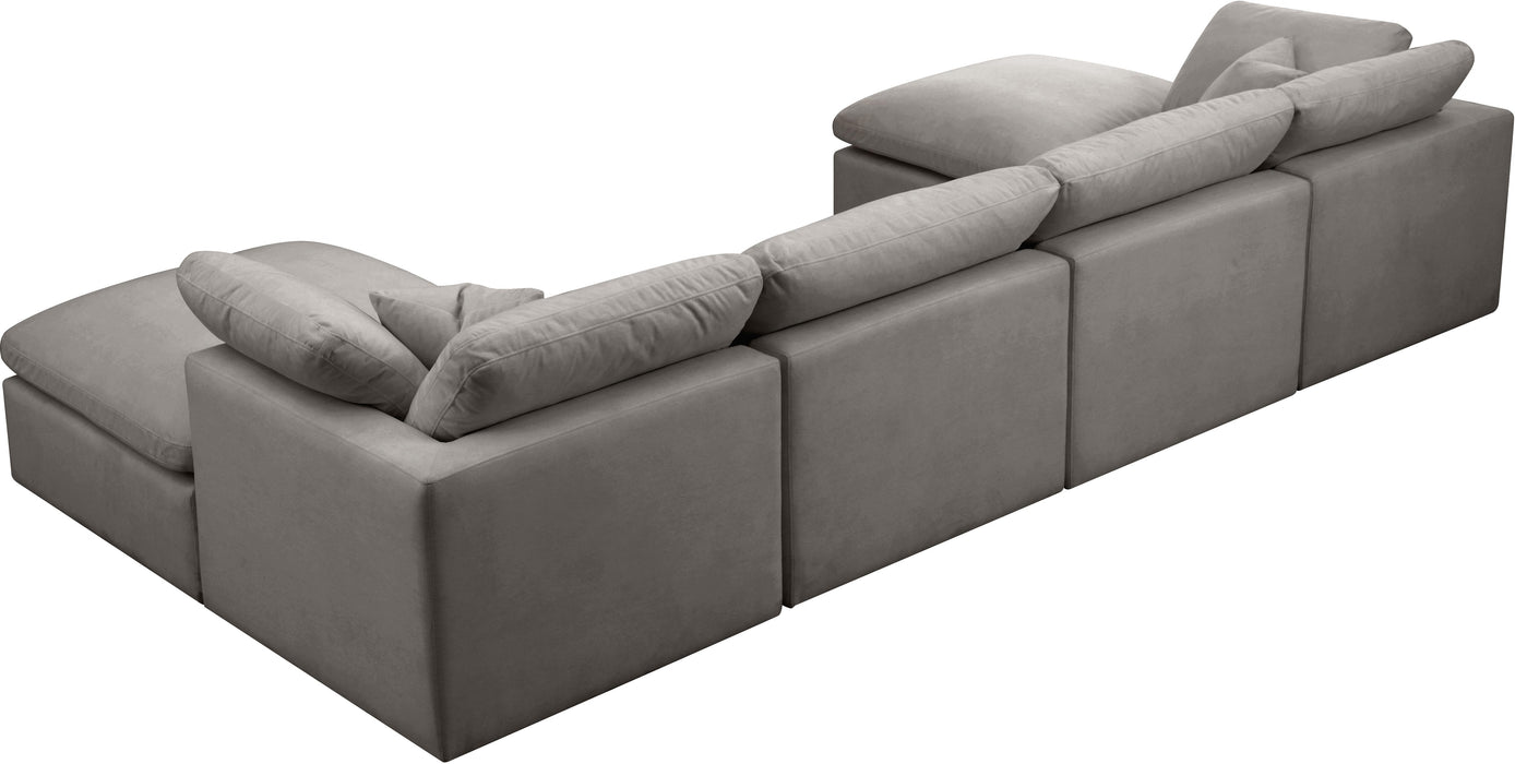 Plush Grey Velvet Standard Cloud Modular Sectional