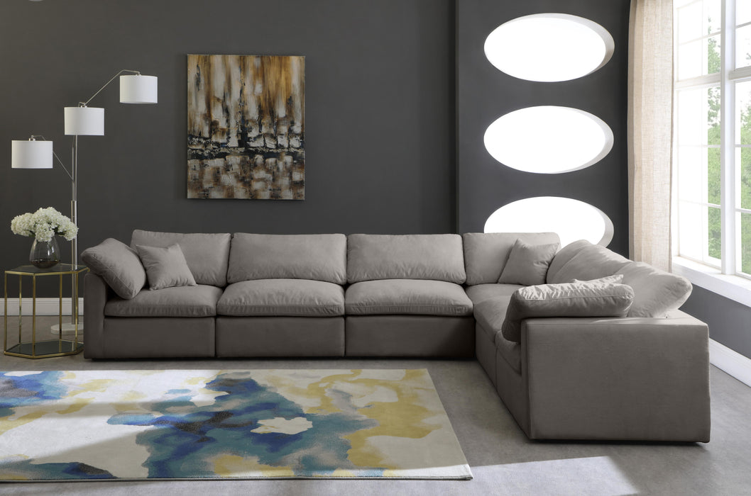 Plush Grey Velvet Standard Cloud Modular Sectional