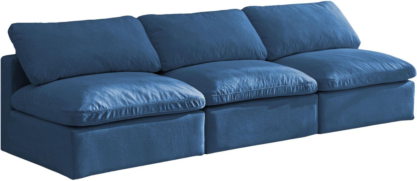 Plush Navy Velvet Standard Cloud Modular Sofa