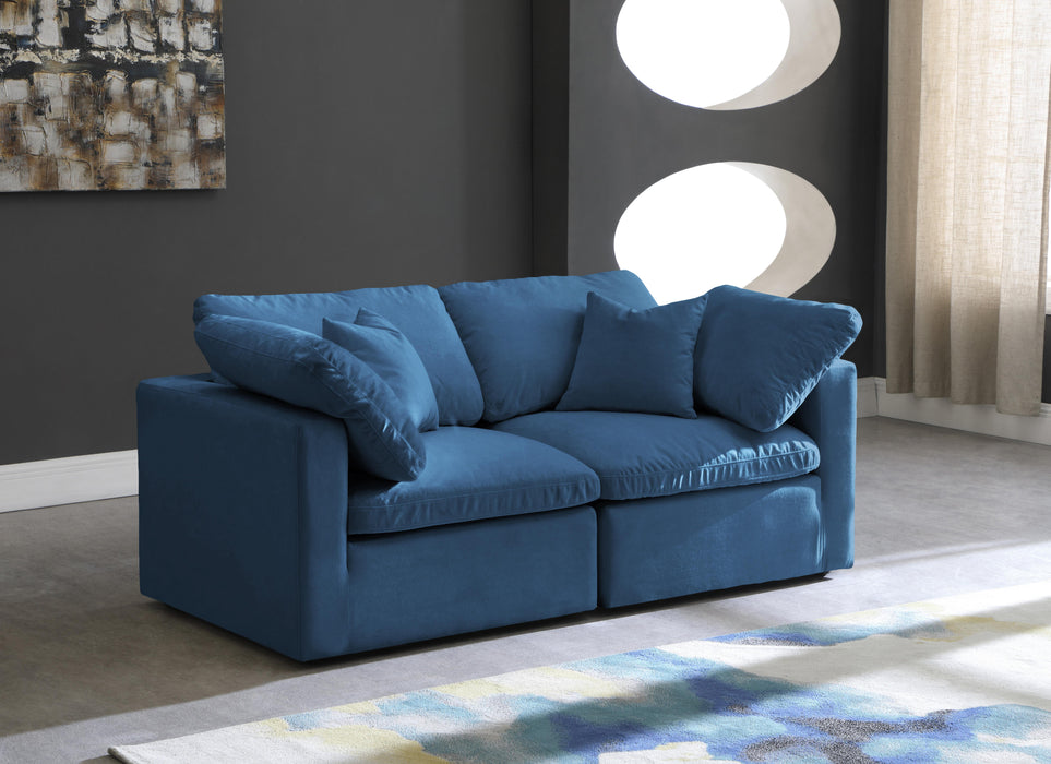 Plush Navy Velvet Standard Cloud Modular Sofa