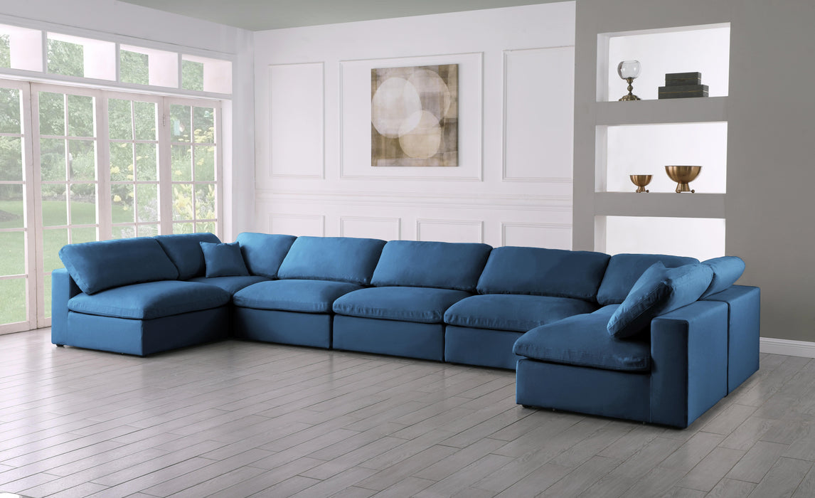 Plush Navy Velvet Standard Cloud Modular Sectional