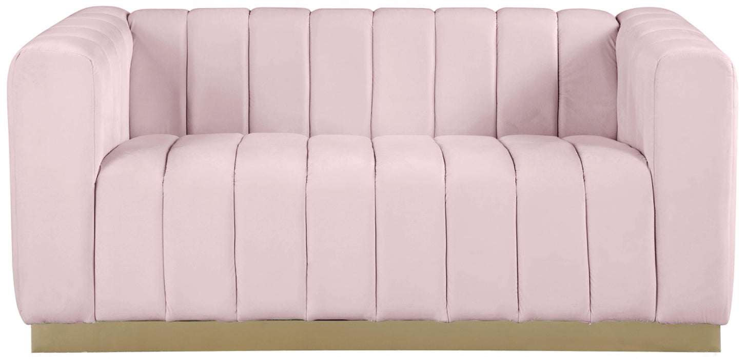 Marlon Pink Velvet Loveseat