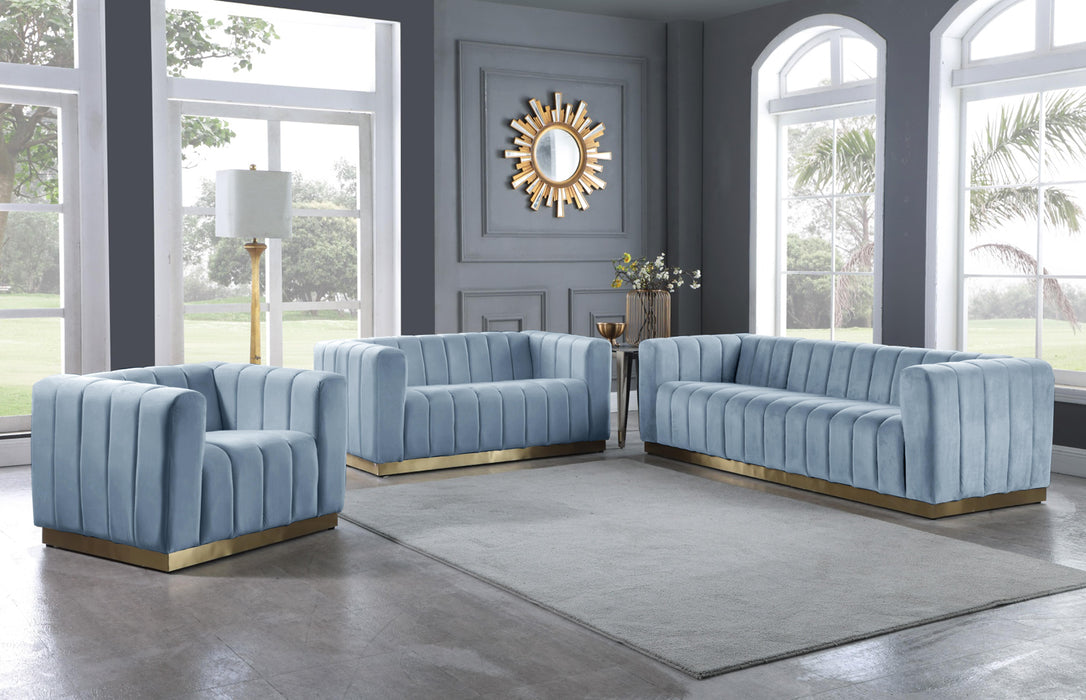 Marlon Sky Blue Velvet Sofa