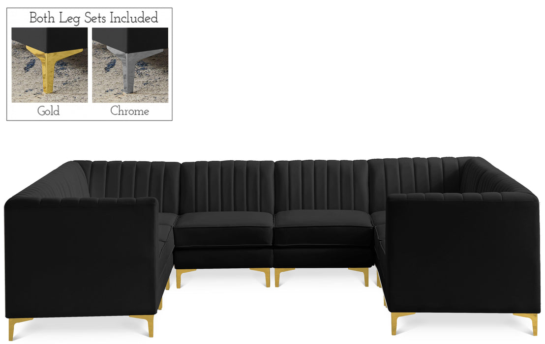 Alina Black Velvet Modular Sectional