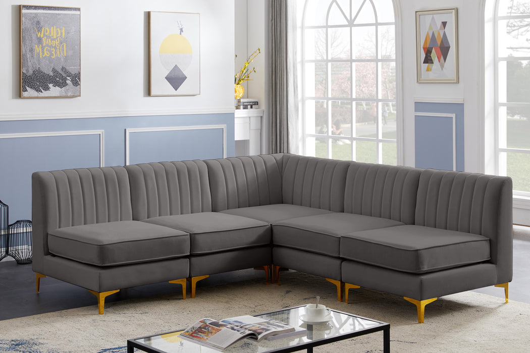 Alina Grey Velvet Modular Sectional