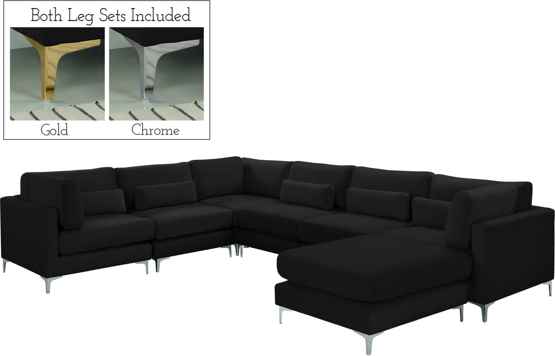 Julia Black Velvet Modular Sectional (7 Boxes)