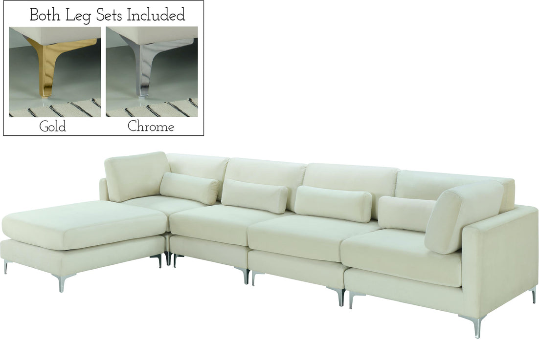 Julia Cream Velvet Modular Sectional (5 Boxes)