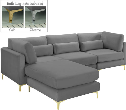 Julia Grey Velvet Modular Sectional (4 Boxes) image