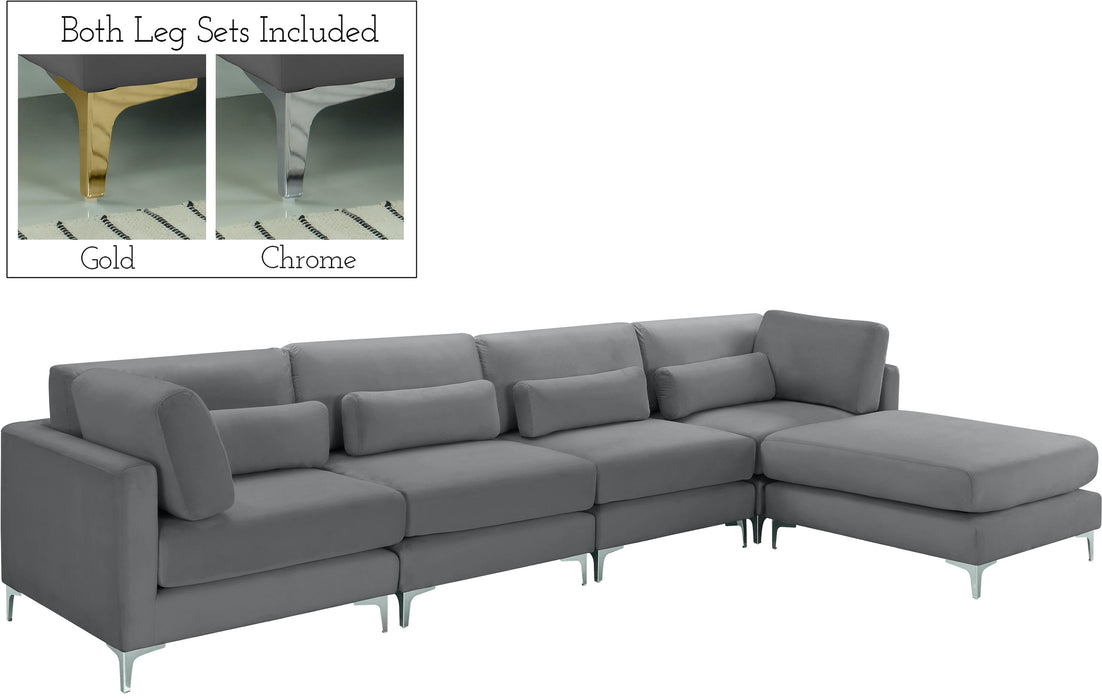 Julia Grey Velvet Modular Sectional (5 Boxes)