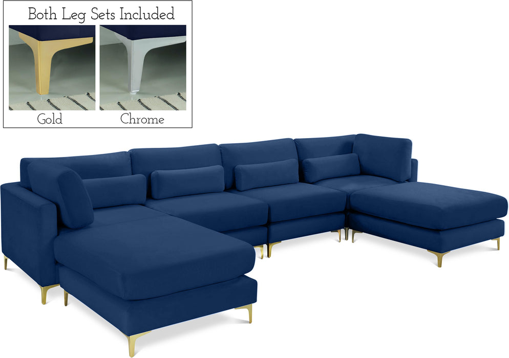 Julia Navy Velvet Modular Sectional (6 Boxes)