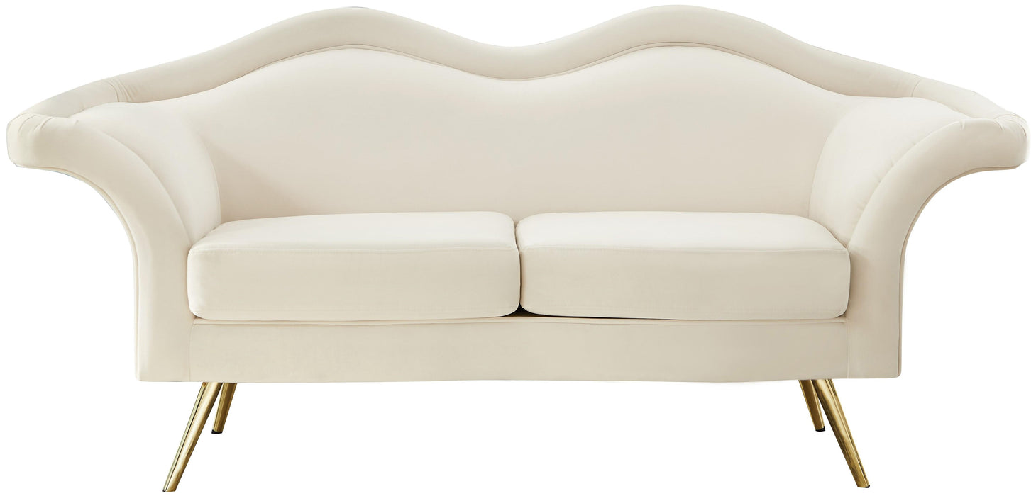 Lips Cream Velvet Loveseat