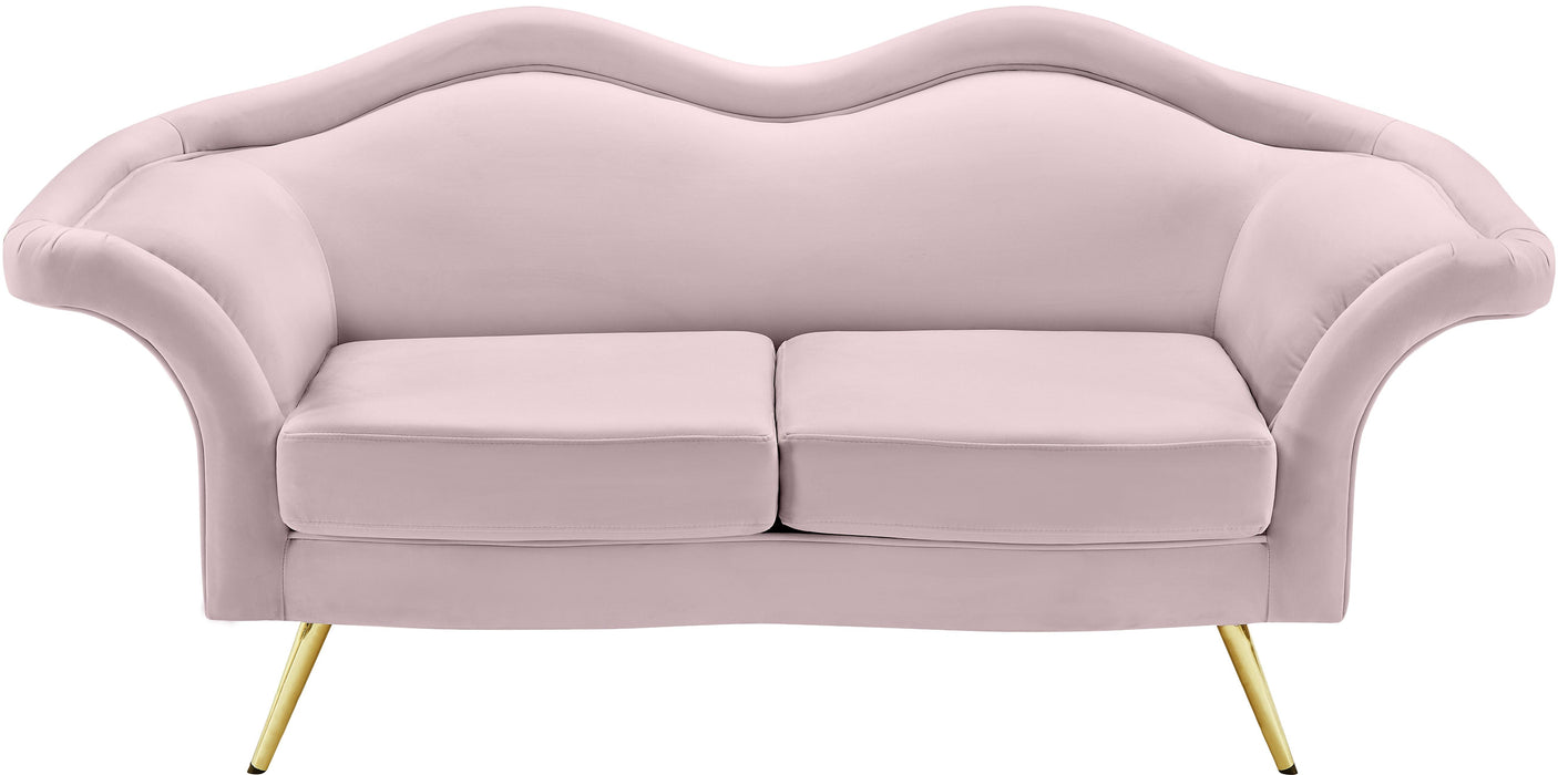 Lips Pink Velvet Loveseat