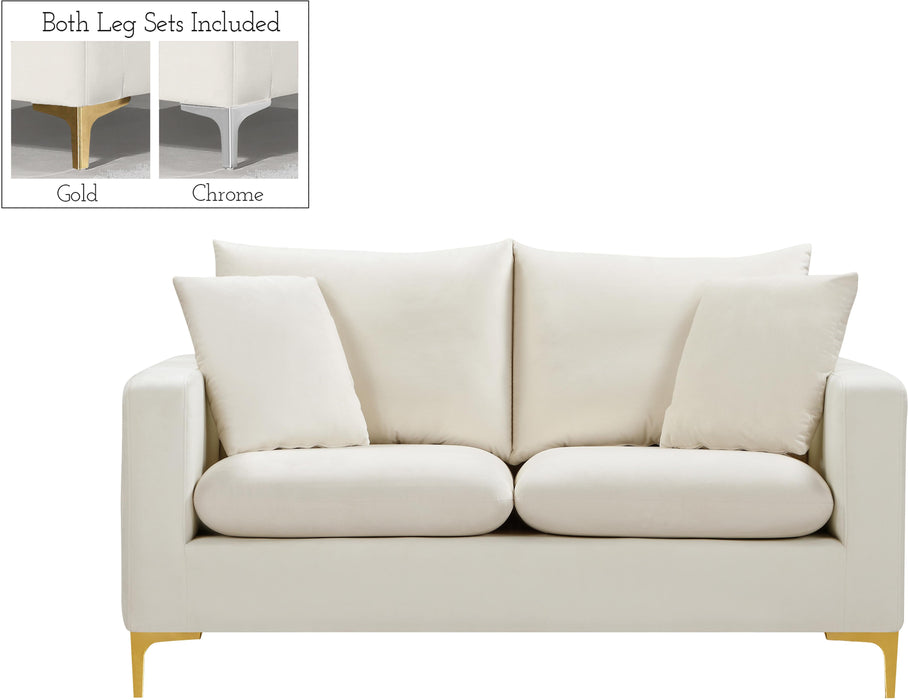 Naomi Cream Velvet Loveseat