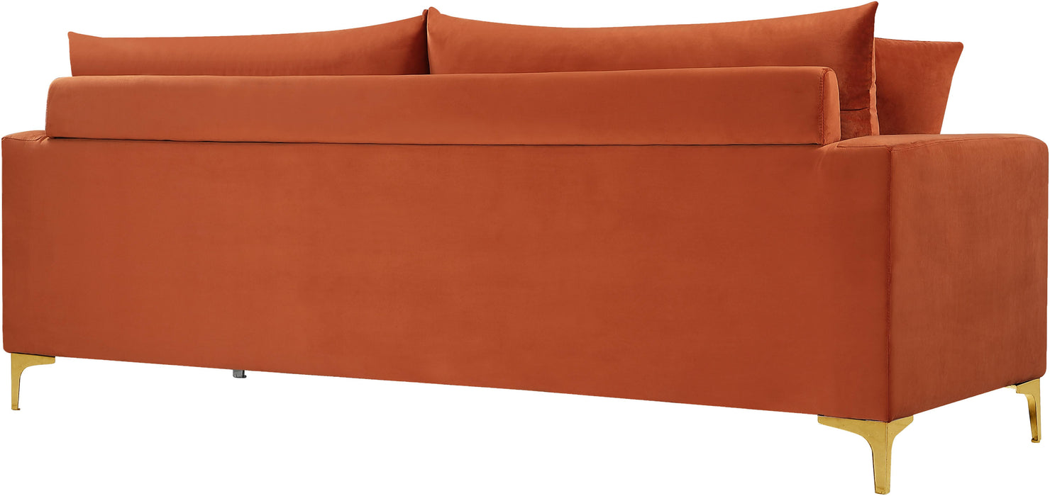 Naomi Cognac Velvet Loveseat