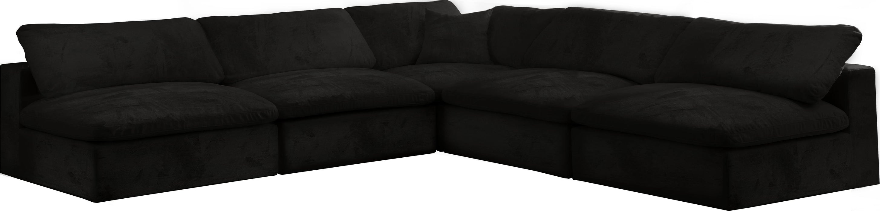 Cozy Black Velvet Cloud Modular Sectional