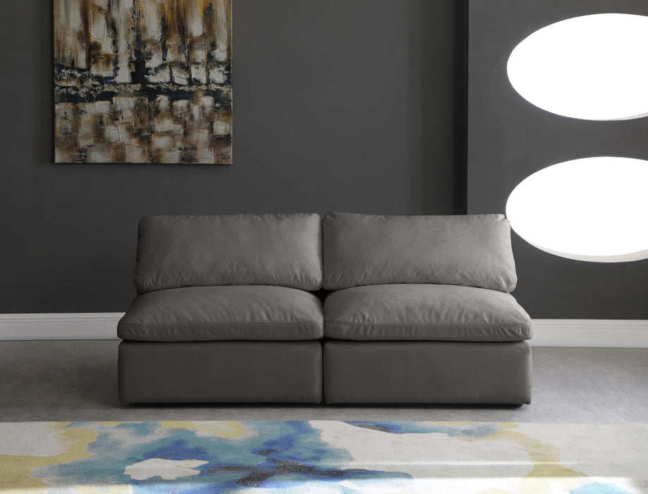 Cozy Grey Velvet Cloud Modular Armless Sofa